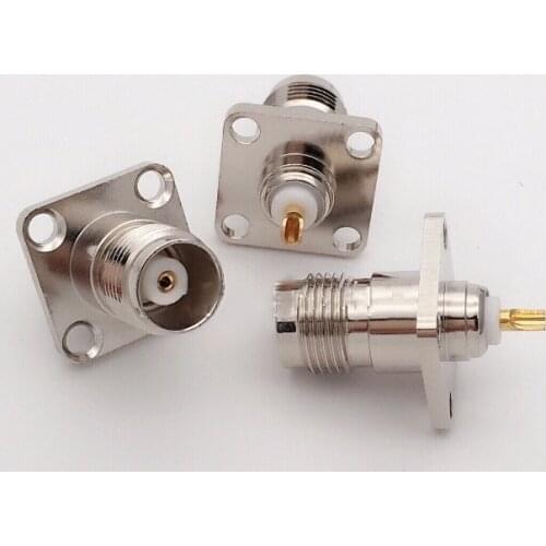 2pcs RF Adapter TNC Female Jack 4-Holes Flange Solder Cup Panel Mount Straight RF Coaxial Connector