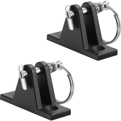 2x Boat Bimini Top Fitting Nylon Deck Hinge Flat Mount w/ Quick Release Pin
