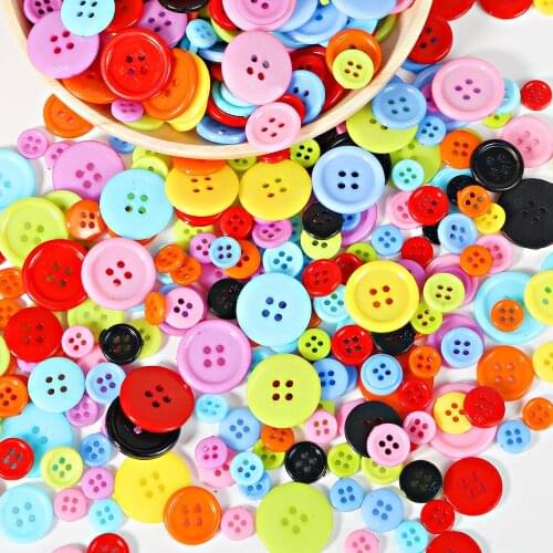 4-Holes 50-100pcs 8 11 15 20mm Solid Flatback Dyed Plastic sewing buttons for kids Scrapbooking DIY Craft handicrafts ornament