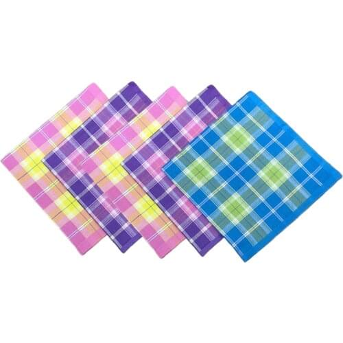 5x Mixed 100% Cotton Plaid Handkerchiefs Bridal Party Hankie Kerchiefs Hanky