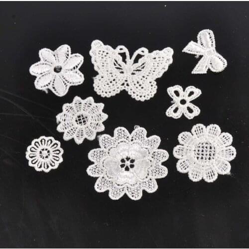 10-50pcs mixed Flower pattern Lace Applique Mesh Trim For Garment Accessories Decoration Sew On Guipure Lace Fabric CP1501