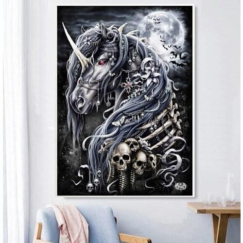 Hot Sale DIY Diamond Painting Night Skull Unicorn Mosaic 5D Cross Stitch Horse Full Square Round Drill Embroidery Kit Home Decor