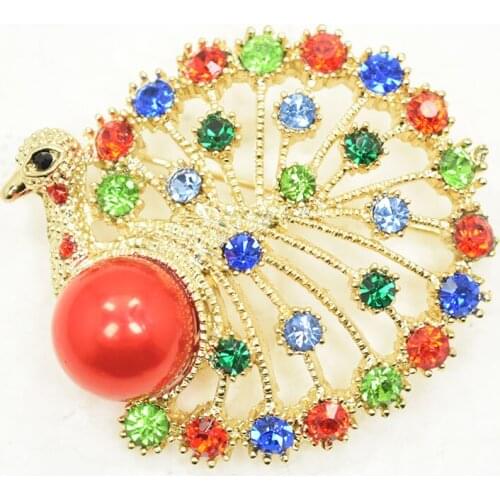 Rhinestone Pin brooches Peacock Fashion brooch C930 E2
