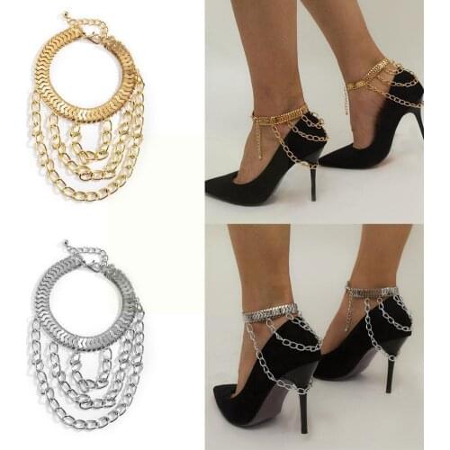 Shoe Chain Link Chain Tassel Bracelet On The Leg Gold Woman Sandals Anklets Color Silver Foot Jewelry Barefoot For Party Fa Q9O0