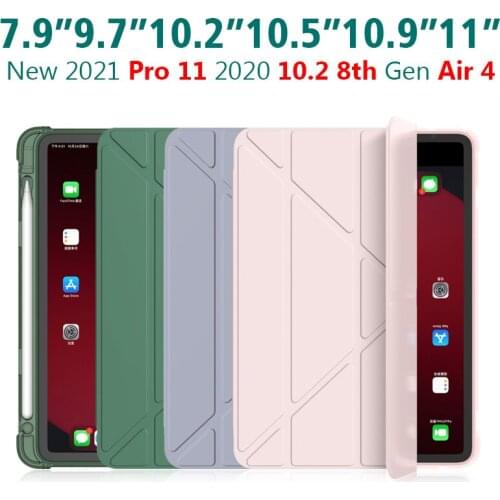 Case For iPad 5th 6th 7th 8th Gen Case With Pencil Holder Smart Cover For ipad 9.7'"10.2" Pro 11 2021 Air 4 3 2 1 Mini5 TPU Case