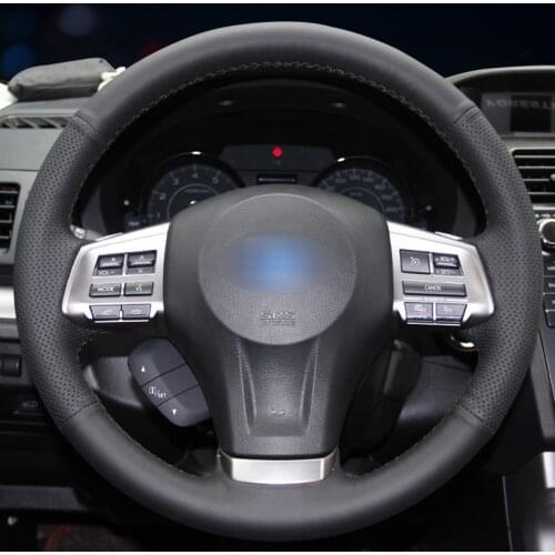 For Subaru Forester 2013-15 Hand-stitched black artificial leather steering wheel cover Legacy 13-14 Inland area 13-14 XV 13-15