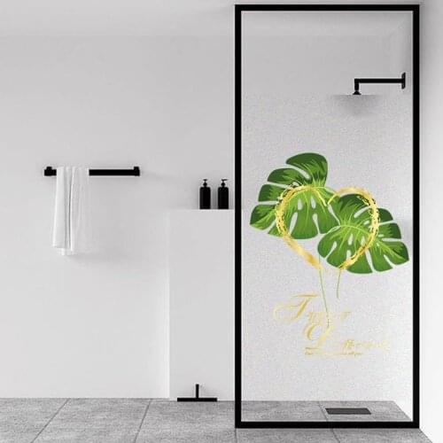 Custom Size Decorative Window Films Privacy Stickers Plant Print Window Frosting Films For Bathroom Kitchen Living Room Bedroom