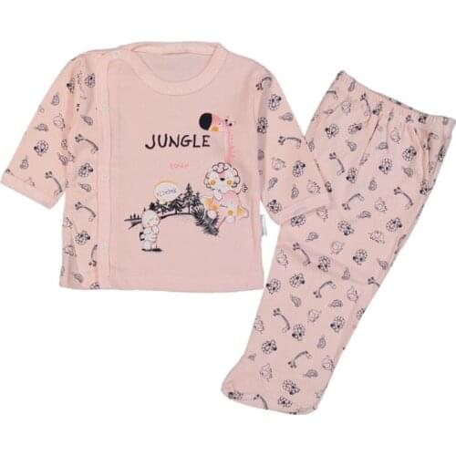 Jaju Baby Pink Giraffe Printed Baby Bodysuit with Footies 0-3 Months