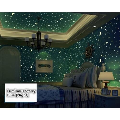 Beibehang Environmental luminous childrens room wall paper bedroom boys and girls warm stars ceiling papel de parede wallpaper