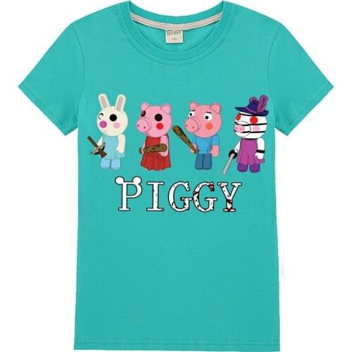T-shirt Summer Boys Girls Short-sleeved T-shirt Roblox Piggy Cartoon Anime Kids Clothes Sports Tops Youth Childrens Clothing