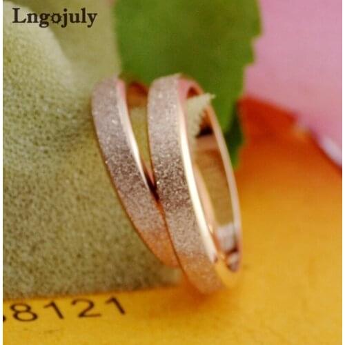 Hot Sale Women Titanium Steel Rings Jewelry RoseGold Titanium 4MM Matte Ring For Women Girlfriend Anniversary Party Jewelry Gift