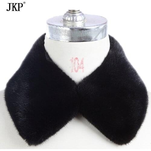 JKP 2020 Womens Scaeves Natural Mink Fur Collar Knitted Winter Warm Mink Scarf Jackets Accessory Real Fur Collar Scarves