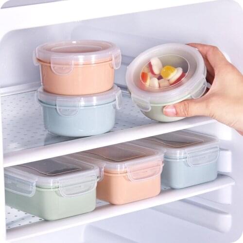 Refrigerator Storage Box Plastic Containers Mini Lunch Box Kitchen Food Storage Container Rectangular Round Sealed Bento Box