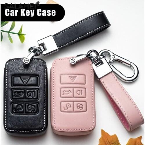Leather Car Key Case Cover Protect For Land Rover A9 Range Rover Sport Evoque Freelander 2 Jaguar XE XJ XJL XF C-X16 V12 Guitar
