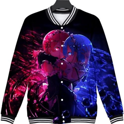 Re Zero 3d Printed Jacket Uniform Coat for Men Women Rem and Ram Anime Hoodies Harajuku Streetwear Sweatshirt Brand Clothes