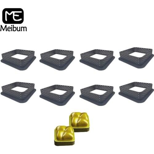 Meibum Plastic Perforated Cake Ring Set Square Shape Egg Tart French Dessert Mould Fruit Cookies Pastry Kitchen Baking Molds