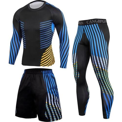 Mens Compression Running Set Tight Legging Shirt Pant Long Sleeves Clothing Tracksuit Suit Man Sports Underwear Camiseta Hombre