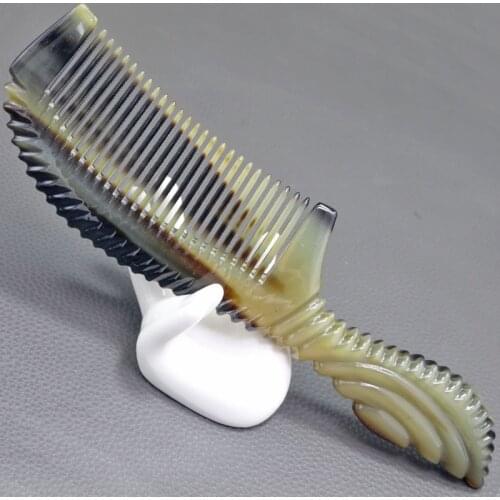 Natural Horn Material Hair Care Massage Tool Fine Tooth Comb Anti-static Care Hair Handmade Of Ox Horn Comb 20CM