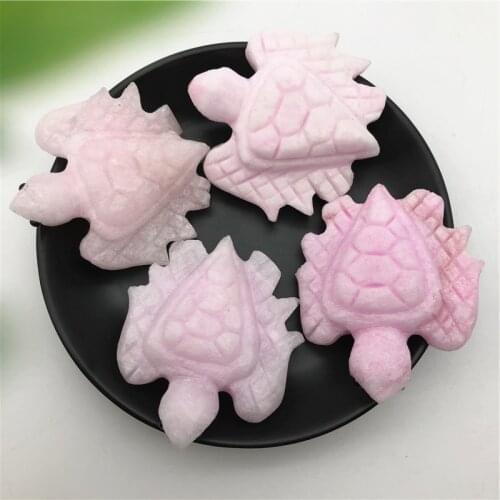 1PC Natural Pink Aragonite Turtle Tortoise Original Stones Hand Carved Crystal Animal Gifts Natural Stones and Minerals