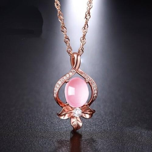 Natural Pink Jade Peach Pendant Necklace 925 Silver Fashion Jewelry Chalcedony Amulet Gifts for Women