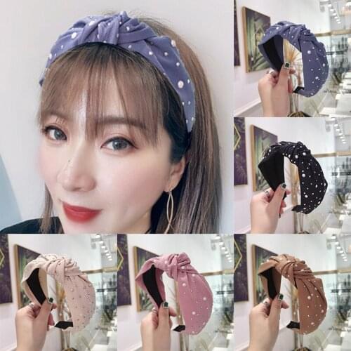 CN Fashion Knot Rhinestone Hairbands Shining Pearl Ornament Headbands Handmade turban For Girls Womens Hairhoop Hair Accessories