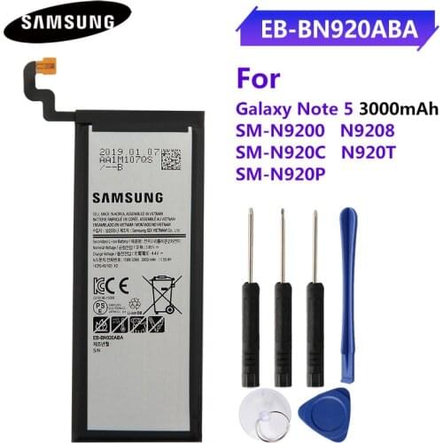 Original Phone Battery EB-BN920ABE EB-BN920ABA For Samsung GALAXY Note 5 N9200 N920t N920c Note5 SM-N9208 N9208 3000mAh