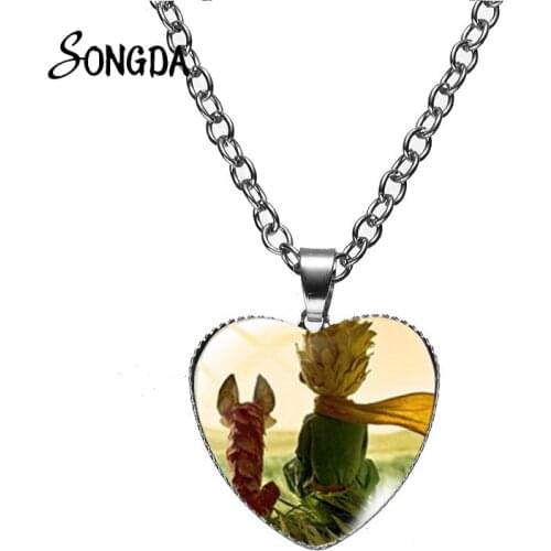 Newest Fashion Planet The Little Prince Fox Rose Heart Necklaces Classical Fairy Tale Choker For Women Hot Jewelry Kids Gifts