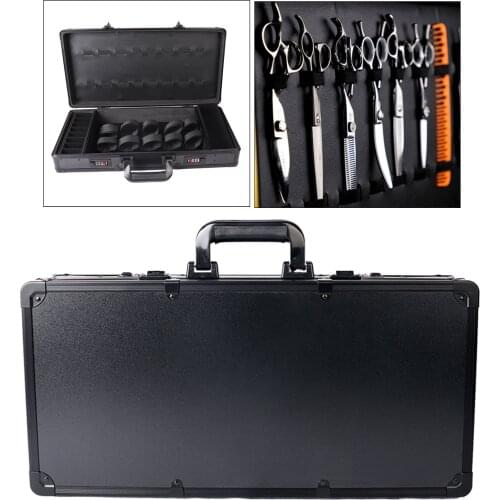 Barber Salon Stylist Travel Carry Storage Aluminum Lock Attache Case Hair Cutting Trimmers Shears Scissors Tool Organizer Box