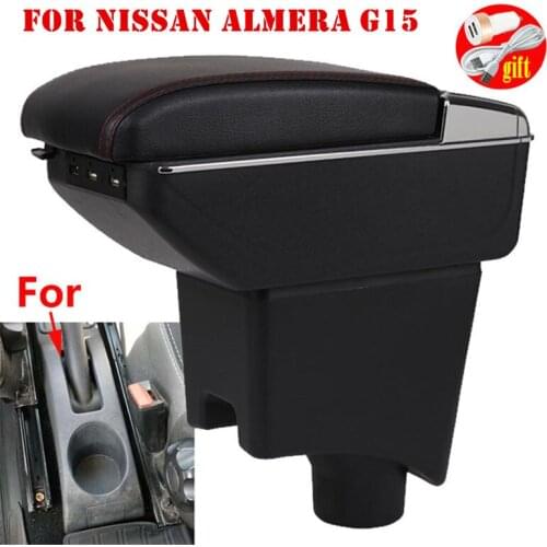 For Nissan Almera G15 armrest box central Store content box car-styling decoration accessory With cup holder USB