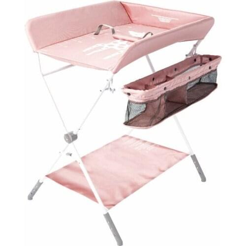 Portable Baby Changing Table, Height Adjustable Folding Newborn Nursery Organizer with Wheels