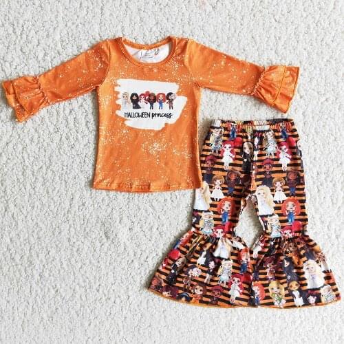 Hot Sale Kids Designer Clothes Girls Halloween Clothing Bell Bottom Pants Fall Outfits Toddler Baby Girls Clothing Wholesale Set