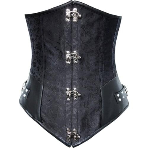 Sexy Steampunk Corset Steel Boned Waist Corsets Gothic Underbust Corselet Plus Size Brown Steampunk Corset Slimming