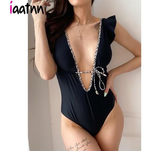 Sexy Deep V One Piece Swimsuit Women`s 2021 Female Swimwear Woman Summer Beachwear maillot de bain femme Bathing Suits Monokini