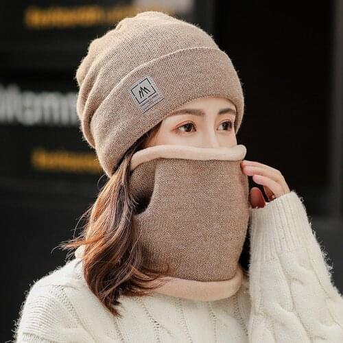Hat Scarf Suit Knitteed Adults Hat Scarf Set Knit Beanie Hats for Women Circle Scarf Skiing Set for Indoors Outdoor Sports