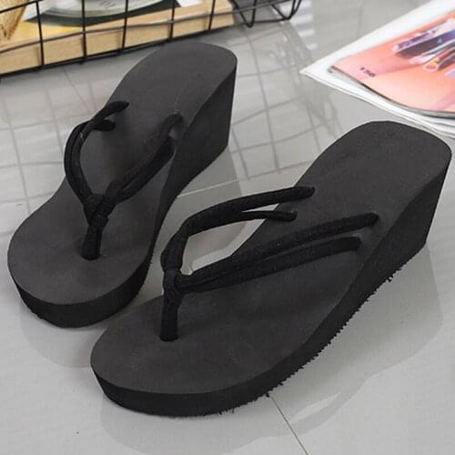 Fashion Clip Toes Flip Flops Shoes Womens Wedge Sandals Summer Sandals Casual Beach Slippers Waterproof Platform Wedges Sandals