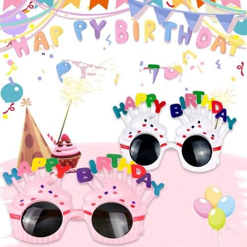 Happy Birthday Sunglasses Sweet Cream Cake Glasses Costume Glasses Props Funny Novelty for Boys Girls Birthday Party Favors Toys