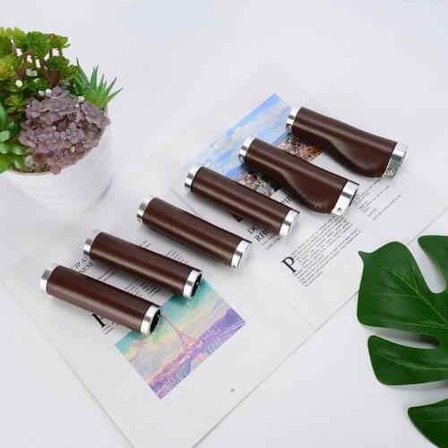 Bicycle PU Leather Grips Anti-Skid Comfortable Bike Handlebars Retro Grips Aluminum Lock MTB Bike Grips Bike Accessories