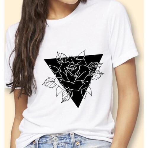 Women Flower New Trend 90s Love O-neck 90s Lady Cartoon Kawaii Graphic Tshirt T-Shirt Kawaii Female Tops Tees Print Clothes