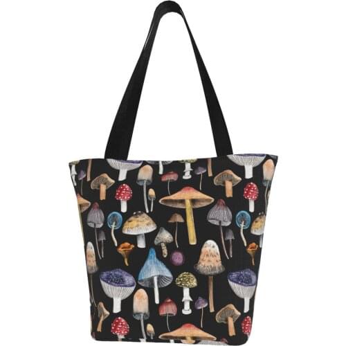 Women Shopper Oxford Cloth Shoulder Bag Mushroom Shoppers Bag Canvas Handbag Eco Zipper Tote Cute Soft Shopping Bags For Ladies