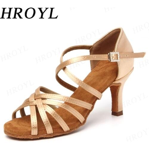Womens Latin Dance Shoes Satin Ballroom Dance-Shoes Crystal Buckle Bachata Tango Salsa Dancing Shoes Samba Sandals 9 Colors
