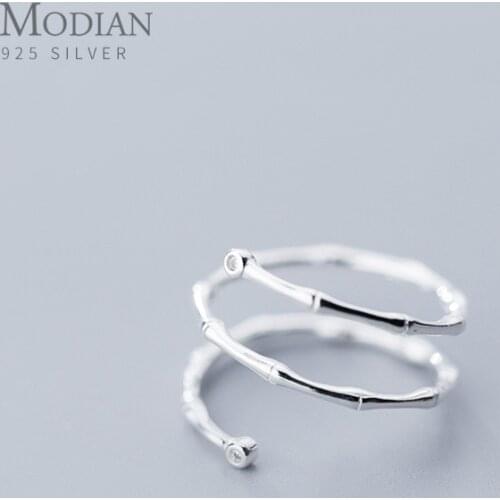 Modian Hot Fashion Authentic 925 Sterling Silver Minimalist Slub Rings For Women Open Adjustable Finger Ring Plant Fine Jewelry