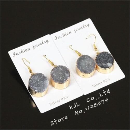 1pairs 2015 fashion druzy crystal stone pendant earring natural stone earring for women