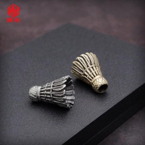1PCS Hot Sale!!! Badminton Hand-Cast Paracord Bead Brass Beaded EDC Keychain Pendant