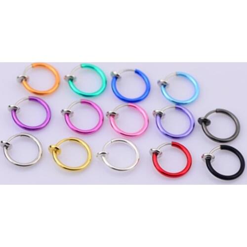 10PCS 13mm Fashion Metal Copper Stainless Steel Ear Clip 20 Colors Plated Round Earring For Women Men