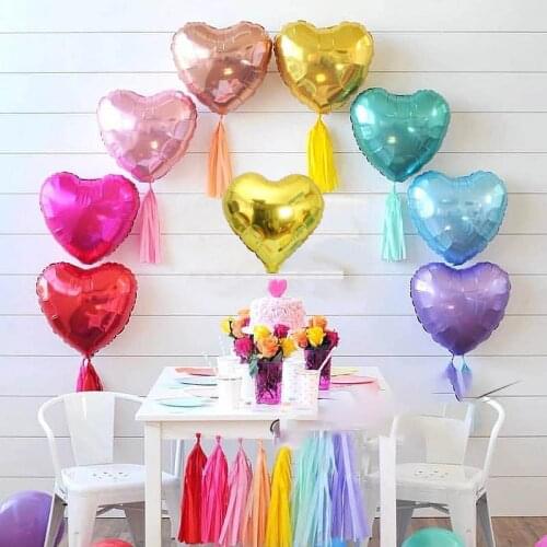 10pcs Rose Gold Silver Love Heart Foil Balloon Baby Shower Valentines Day Adult Wedding Decoration Birthday Party Event Supplies