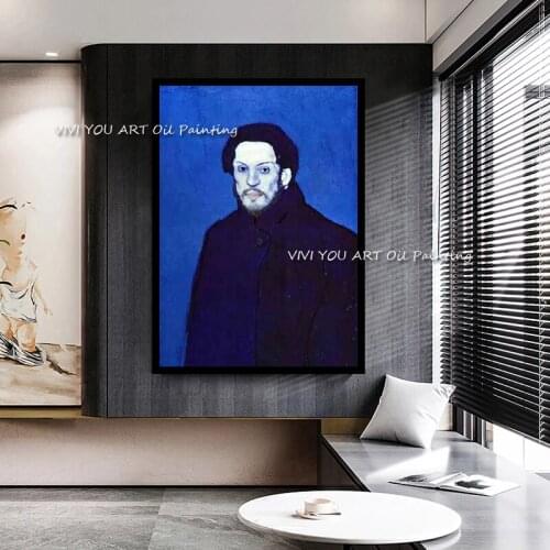 100% Handmade Abstract Blue And Black Men Picasso oil painting Large Size Canvas Modern for Living Room Home Decoration Gift