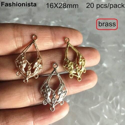 20 pcs -Jewelry Earrings Charms Findings Multi-loop Chandelier Connectors Brass Filigrees Gold Silver-color Metal Parts Supplies