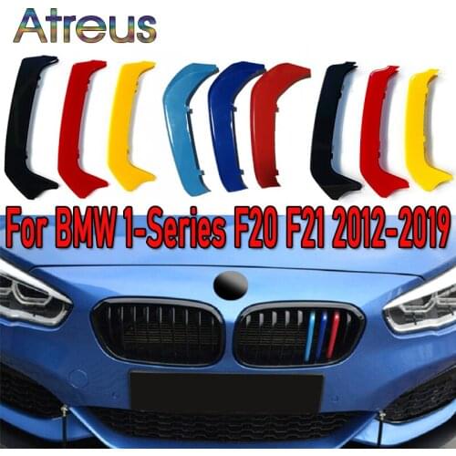 3pcs ABS M/Germany Color Car Racing Grille Strip Trim Clip Stickers For BMW Series 1 F20 F21 2012-2014 2015-2019 Accessories