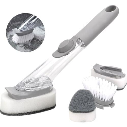 With 3Pcs Non-Stick Oil Scouring Pad Washing Dish Brushes Cleaning Brush Scrubber Automatic Liquid Sink Floor Cleaning Tools