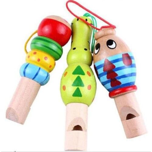3pcs Cartoon Animal Small Whistle Kids Children Lovely Baby Wooden Educational Musical Toys Noise Maker